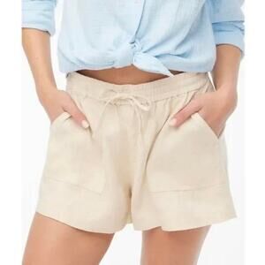 NWT J.Crew Khaki Tan Brown Seaside Linen Shorts Hi Rise Size XXL